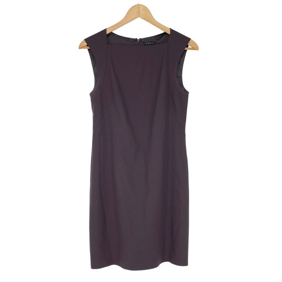 Theory Wool Blend Sleeveless Brown Sheath Dress Size 6 Career Work Business - Picture 1 of 5